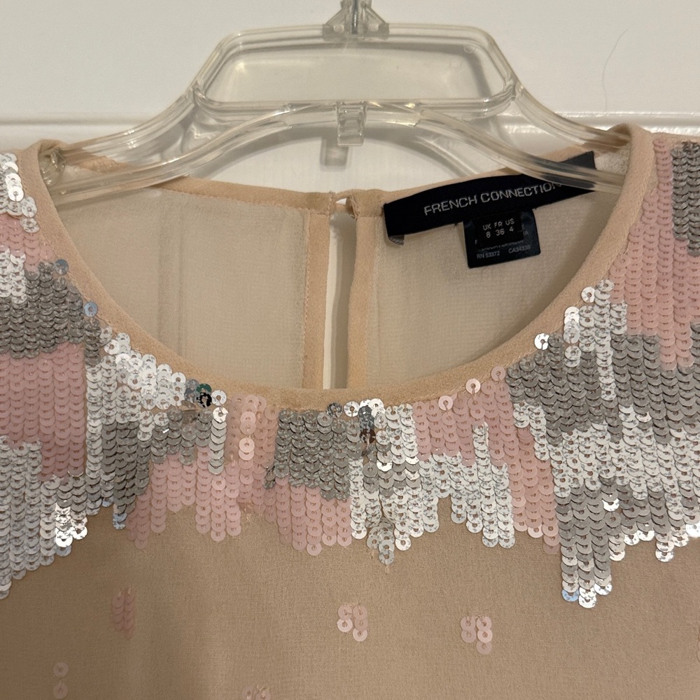 French Connection Pink and Silver Sequin Top